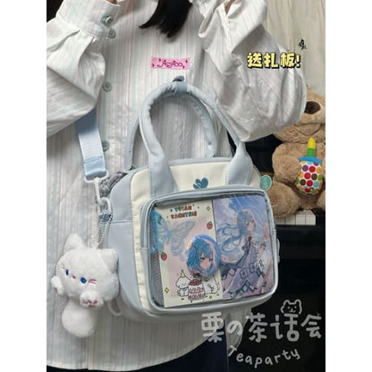 Heart Embroidered PVC Panel Crossbody Bag / Charm / Set