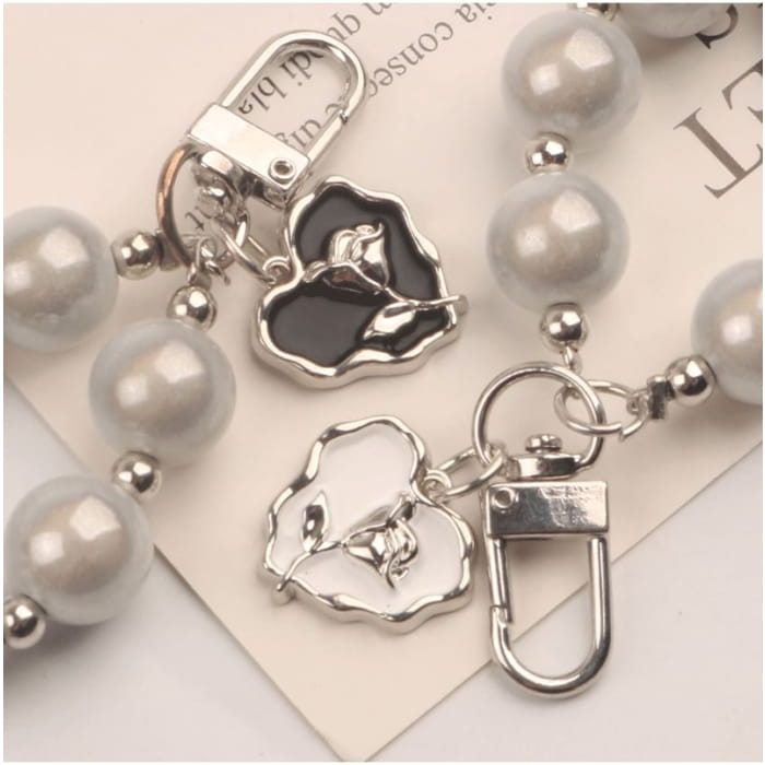 Heart Faux Pearl Bag Charm Keyring (Various Designs)