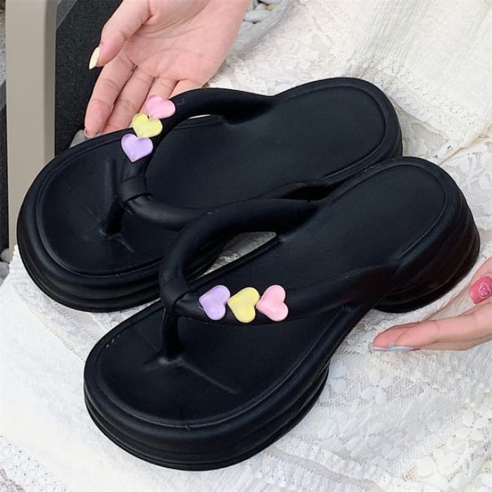 Heart Home Slipper - Black / 36 To 37