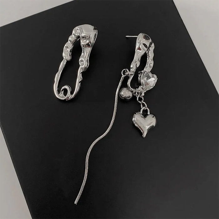 Heart Irregular Earrings - Standart / Silver - earrings