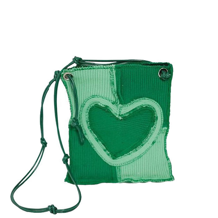 Heart Patchwork Mini Purse Bag - Green - Handbags