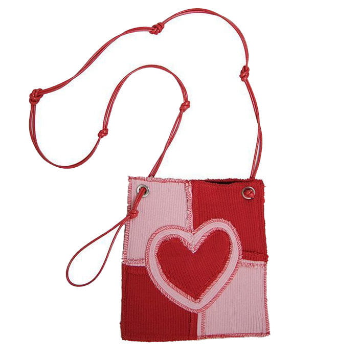 Heart Patchwork Mini Purse Bag - Red - Handbags