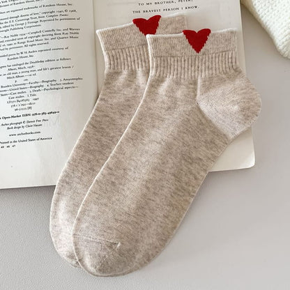 Heart Patterned Short Socks Set