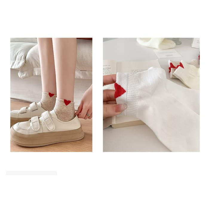 Heart Patterned Short Socks Set