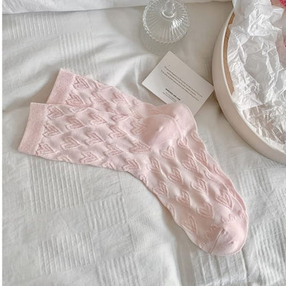 Heart Patterned Socks - Pink / One Size