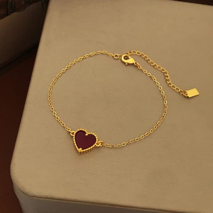 Heart Resin Pendant Alloy Necklace / Bracelet - 1pc - Gold