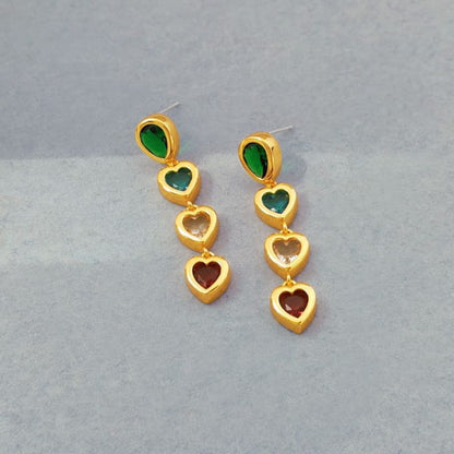 Heart Rhinestone Alloy Dangle Earring