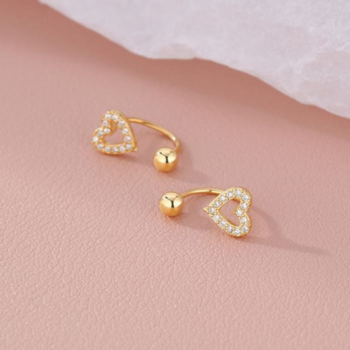 Heart Rhinestone Alloy Ear Jacket - 1 Pair - Stud Earring