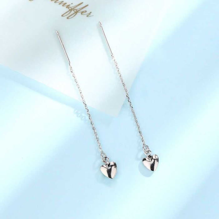 Heart Rhinestone Alloy Threader Earring