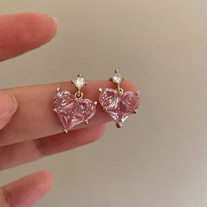 Heart Rhinestone Drop Earring