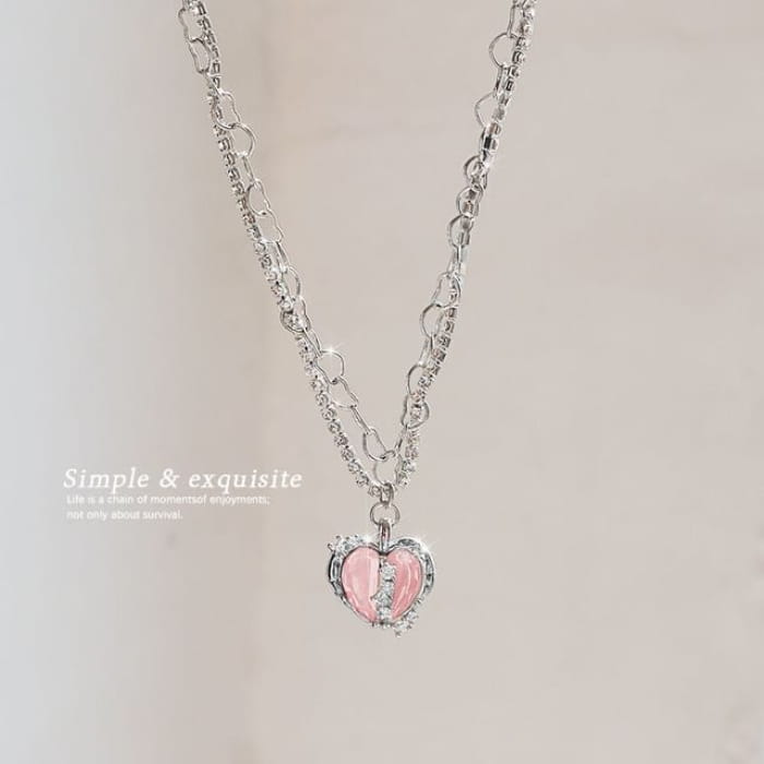 Heart Rhinestone Pendant Alloy Necklace (Various Designs)