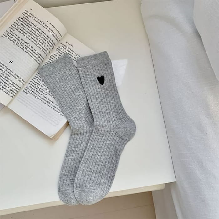 Heart Socks - Black - Gray / One Size