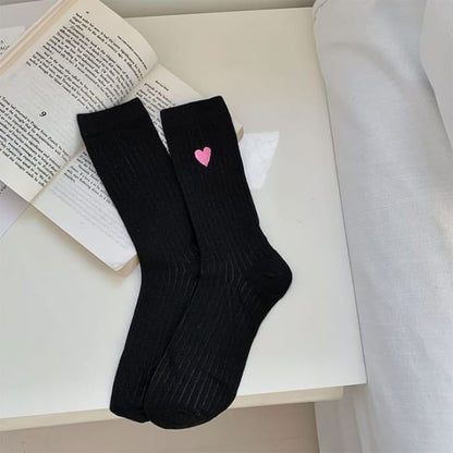 Heart Socks - Pink - Black / One Size