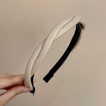 Helical Faux Leather Headband - Off-White / One Size