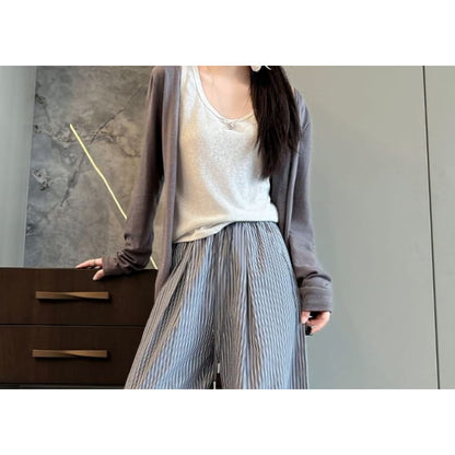 High Rise Drawstring Stripe Wide Leg Sweatpants