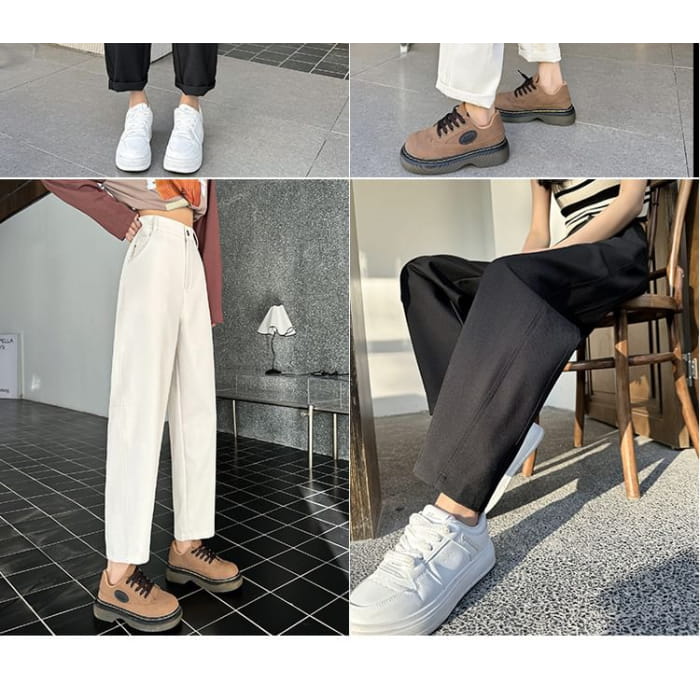 High Rise Plain Crop Harem Pants