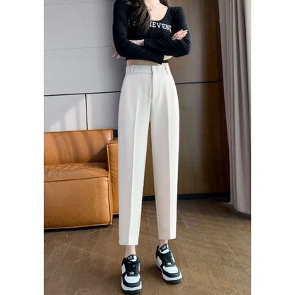 High Rise Plain Crop Slacks