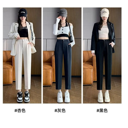 High Rise Plain Crop Slacks