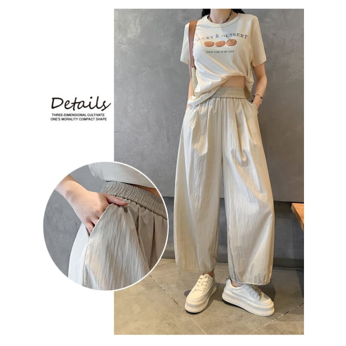 High Rise Plain Cropped Harem Pants