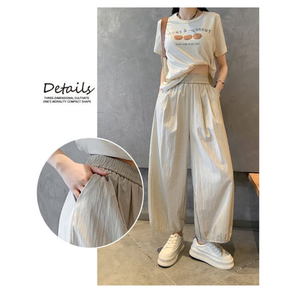 High Rise Plain Cropped Harem Pants