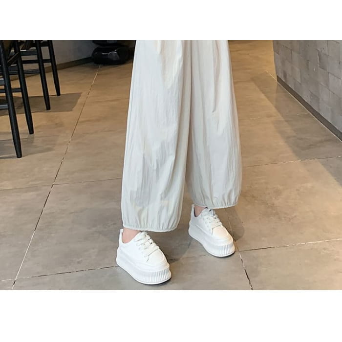 High Rise Plain Cropped Harem Pants