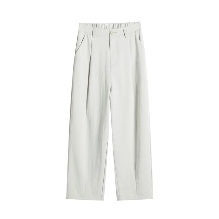 High Rise Plain Cropped Straight Leg Pants