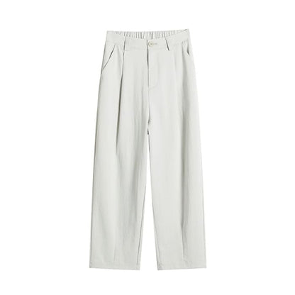 High Rise Plain Cropped Straight Leg Pants