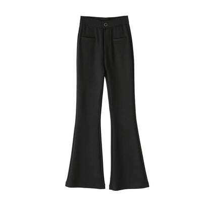 High Rise Plain Flared Dress Pants