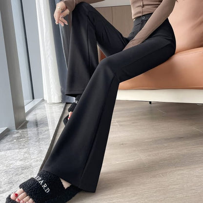 High Rise Plain Flared Dress Pants