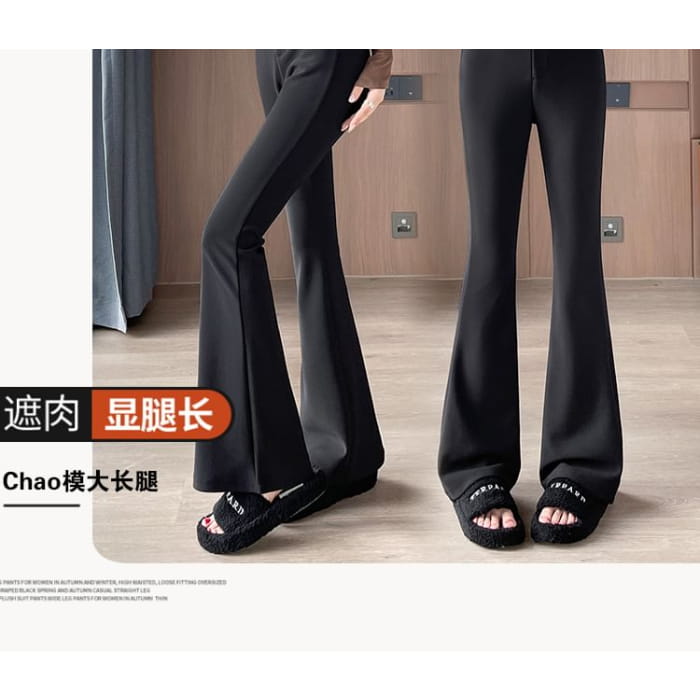 High Rise Plain Flared Dress Pants