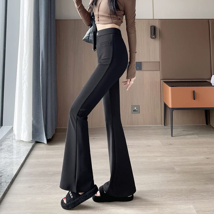 High Rise Plain Flared Dress Pants