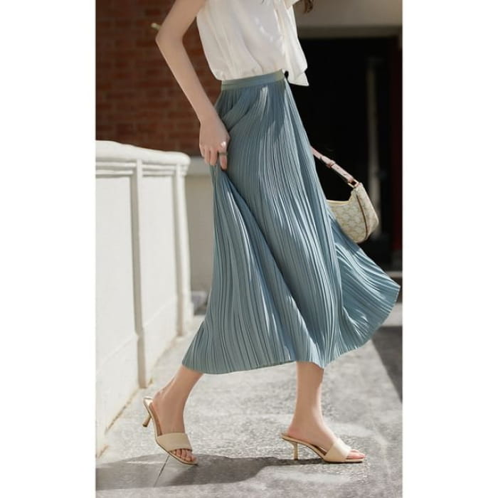 High Rise Plain Midi - Light Blue / S