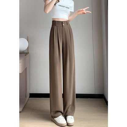 High Rise Plain Wide Leg Dress Pants