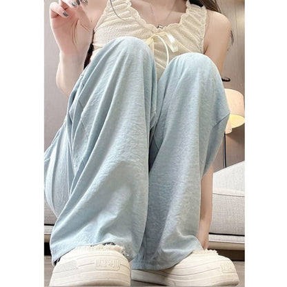 High Rise Plain Wide Leg Sweatpants