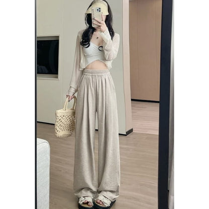 High Rise Plain Wide Leg Sweatpants