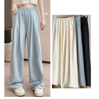 High Rise Plain Wide Leg Sweatpants