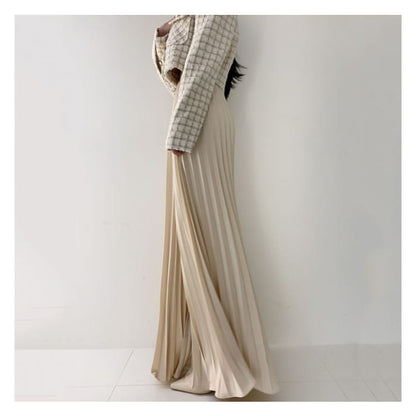 High Rise Pleated Plain Wide Leg Pants