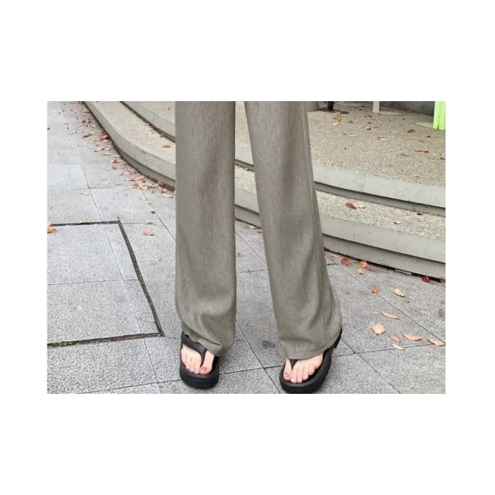 High Rise Ribbed Wide Leg Slacks