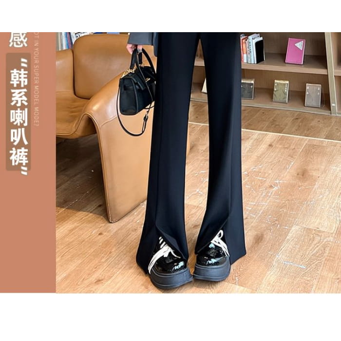 High Rise Slit Hem Flared Suit Pants