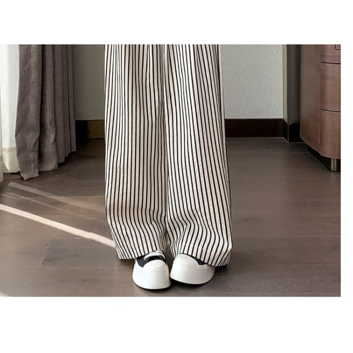 High Rise Striped Wide Leg Pants (Various Designs)