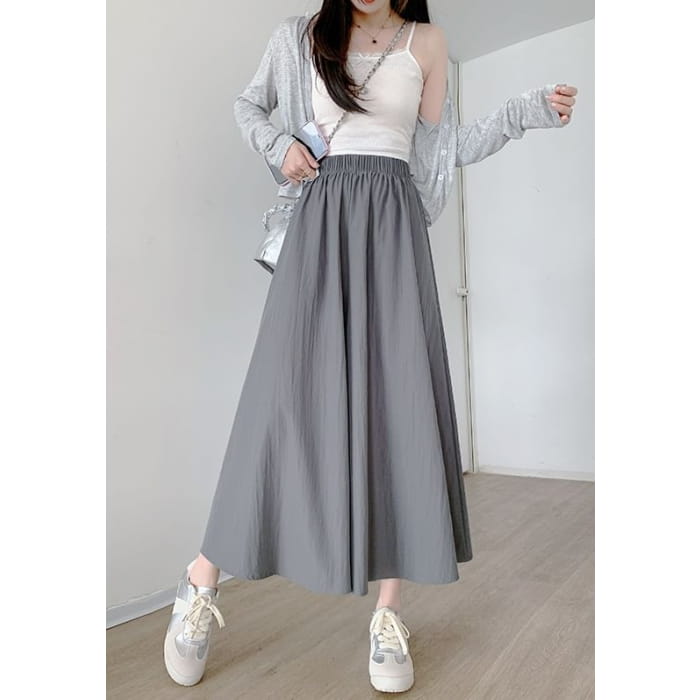 High Rise Wide Leg Plain Skort