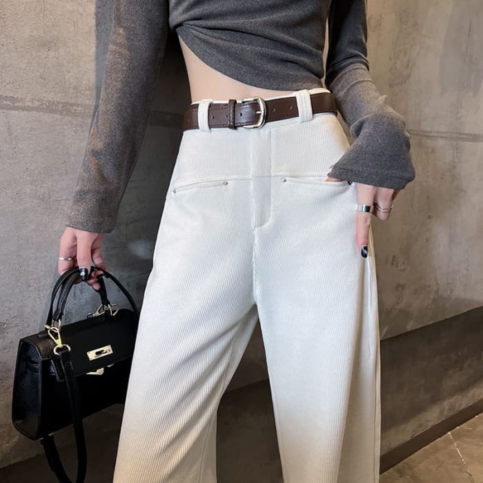 High Waist Corduroy Wide Leg Pants