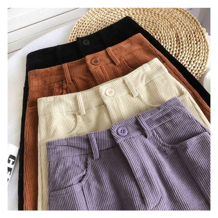 High Waist Corduroy Wide Leg Shorts