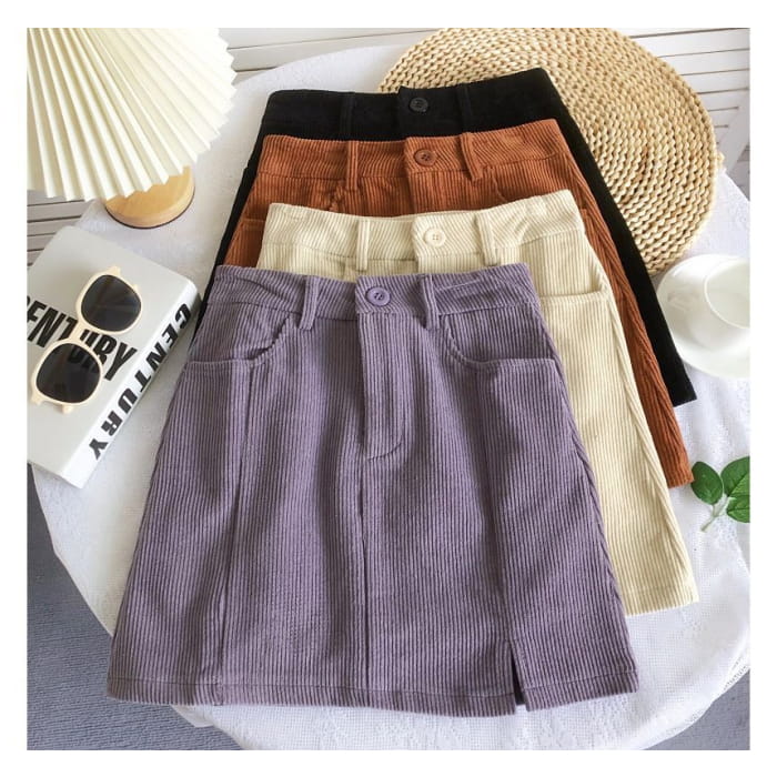 High Waist Corduroy Wide Leg Shorts