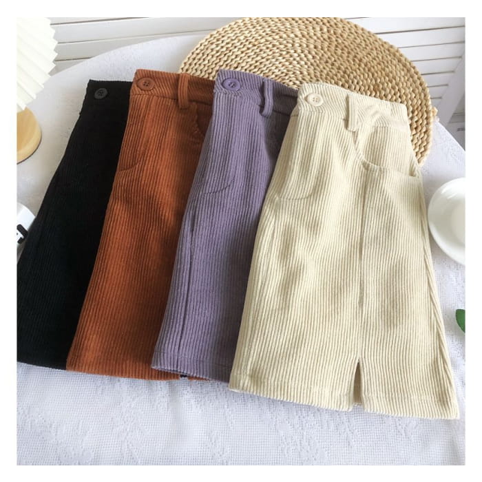 High Waist Corduroy Wide Leg Shorts