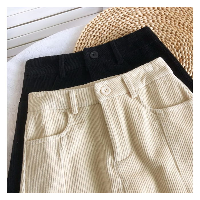 High Waist Corduroy Wide Leg Shorts