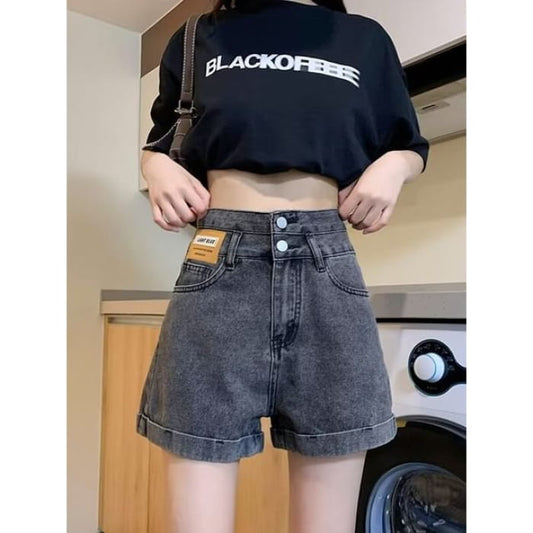 High Waist Denim Shorts - clothing