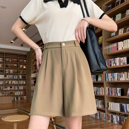 High Waist Dress Shorts - Light Coffee / S