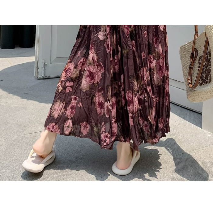 High Waist Floral Print Midi A Egirldoll