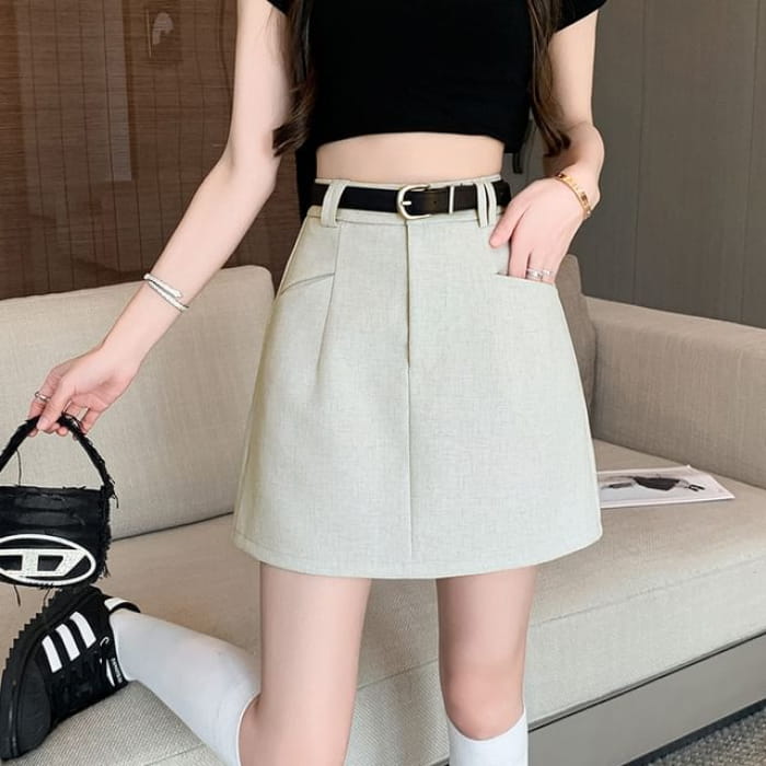 High-Waist Plain A-Line Skirt - skirt